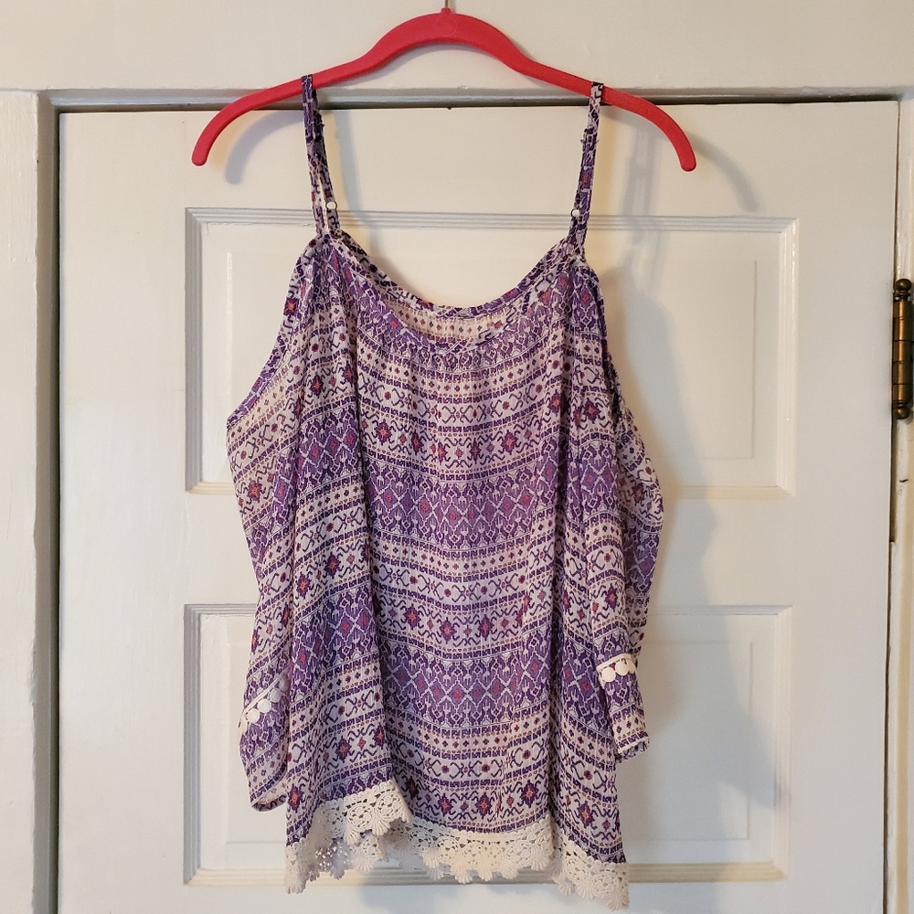 Sheer Lavender Peasant Top